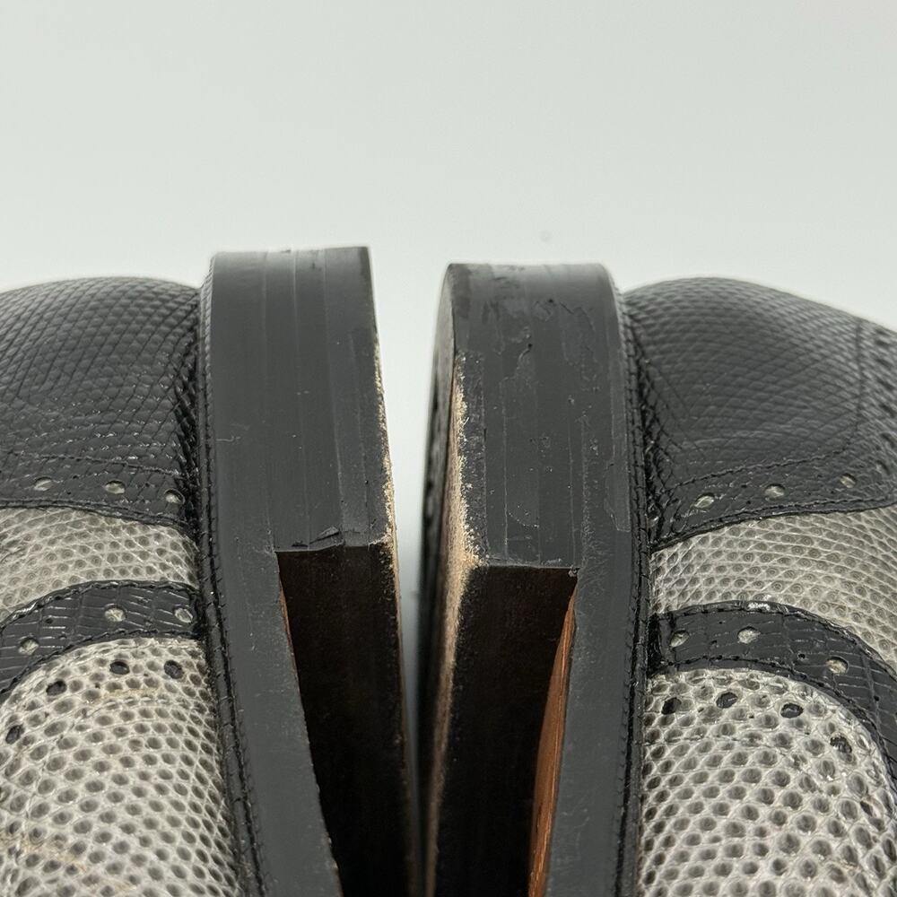 Belvedere 11.5 Lizard Skin Monk Strap Dress Shoes Gray Black Square Toe - Picture 9 of 13